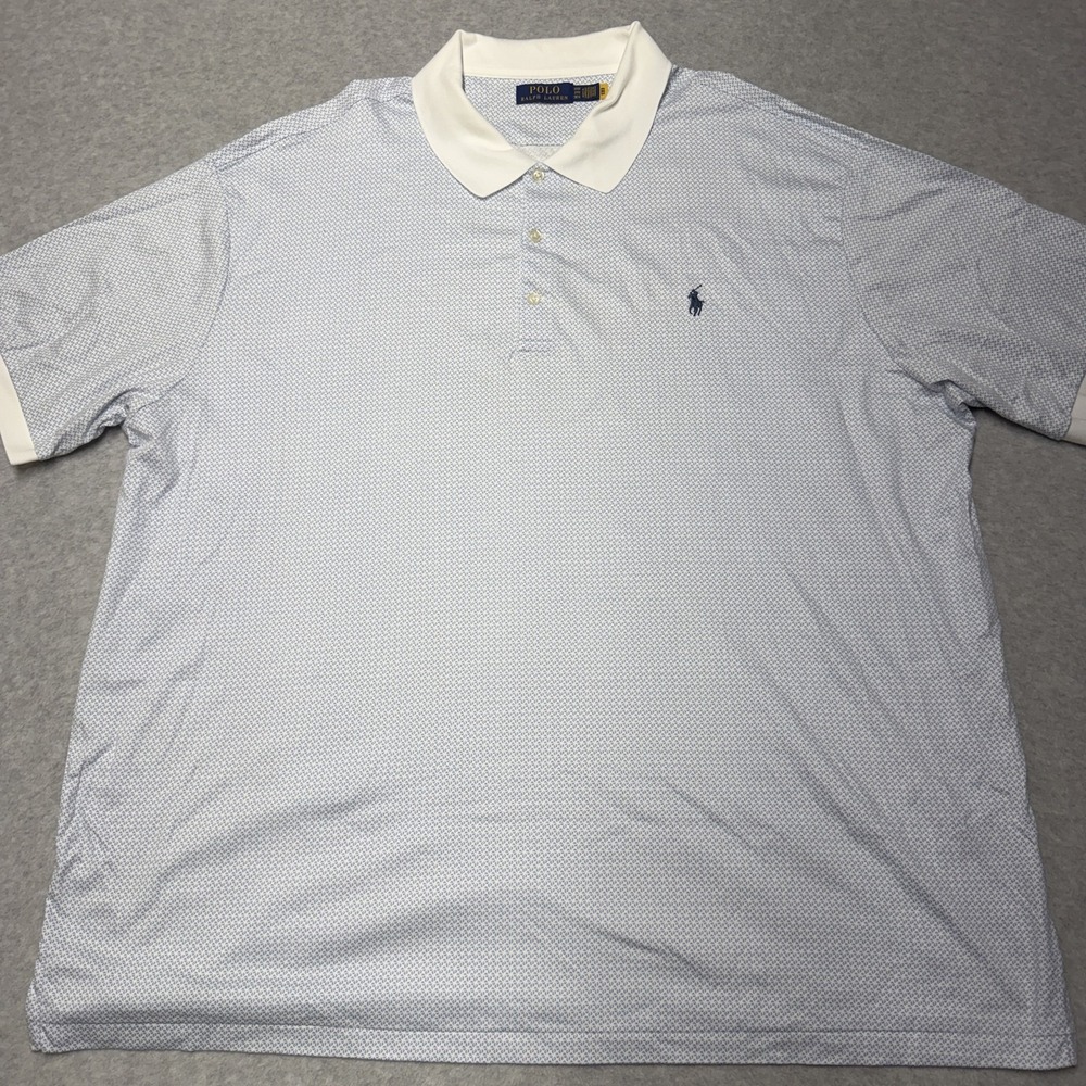 Polo Ralph Lauren Polo Shirt Mens Big 3X Blue Geometric Cotton Jersey Casual Top
